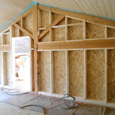 Cloison ossature bois travaux en cours